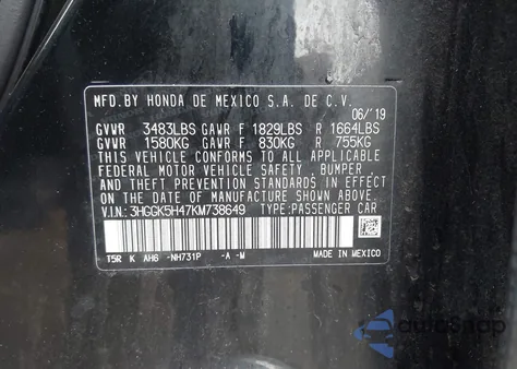 2019 Honda Fit Lx из США, поврежденный, VIN 3HGGK5H47KM738649